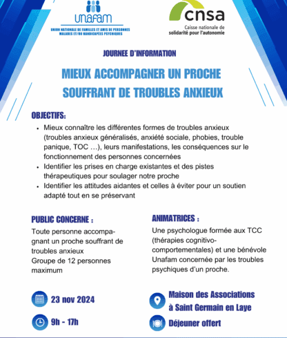 Journée d’information pour les aidants familiaux : « Mieux accompagner un proche souffrant de troubles anxieux »