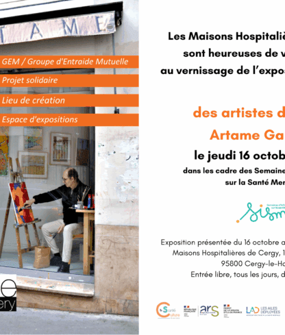 Exposition collective des artistes du GEM Artame Gallery aux Maisons Hospitalières de Cergy