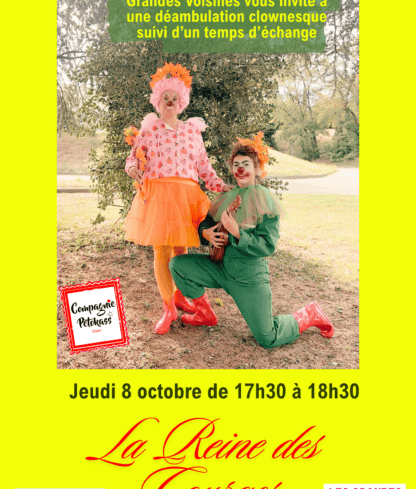 Cultivons la joie avec “La Reine des Courges”, déambulation clownesque, suivie d’un échange sur la santé mentale.