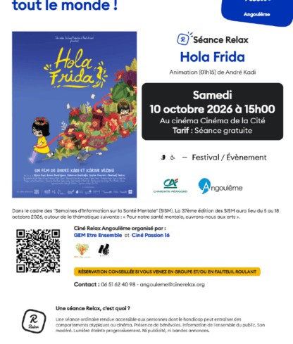 CINÉ-RELAX projection du film d&rsquo;animation Hola Frida ! , d&rsquo;André KADI et Karine VÉZINA